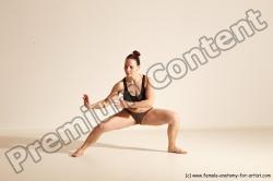 Underwear Martial art Woman White Moving poses Average long colored Dynamic poses Academic